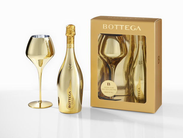 Bottega Set MAGNIFICO GOLD Prosecco DOC Spumante Brut 0,75 L + Pohár