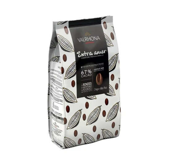 VALRHONA sáčok 3kg Extra Amer 67% Horká čok.na polevu