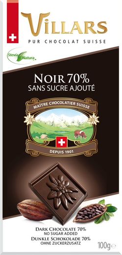 VILLARS Horká Čokoláda 70% so Stéviou 100g